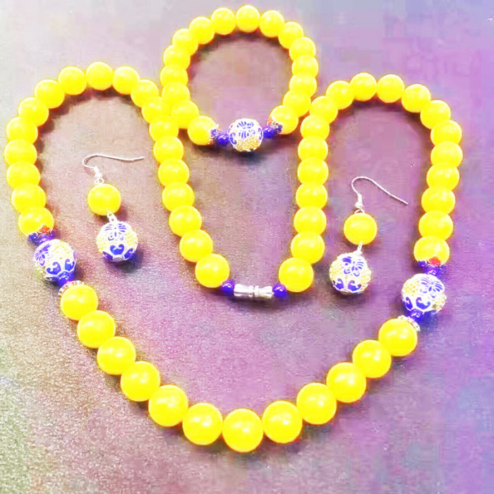 Cloisonne jewelry gold plated necklace beeswax Bracelet Ring Earrings Set Cloisonne jewelry gold plated necklace beeswax Bracelet Ring Earrings Set