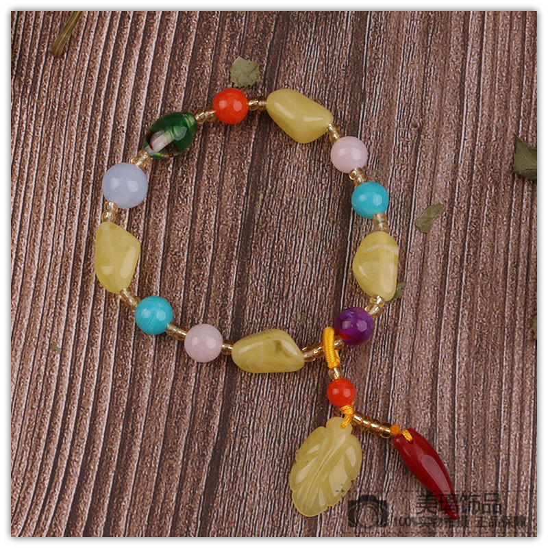 Natural beeswax bracelet with the shape of multi - this single - ring crystal hand string ethnic wind ornaments getting out