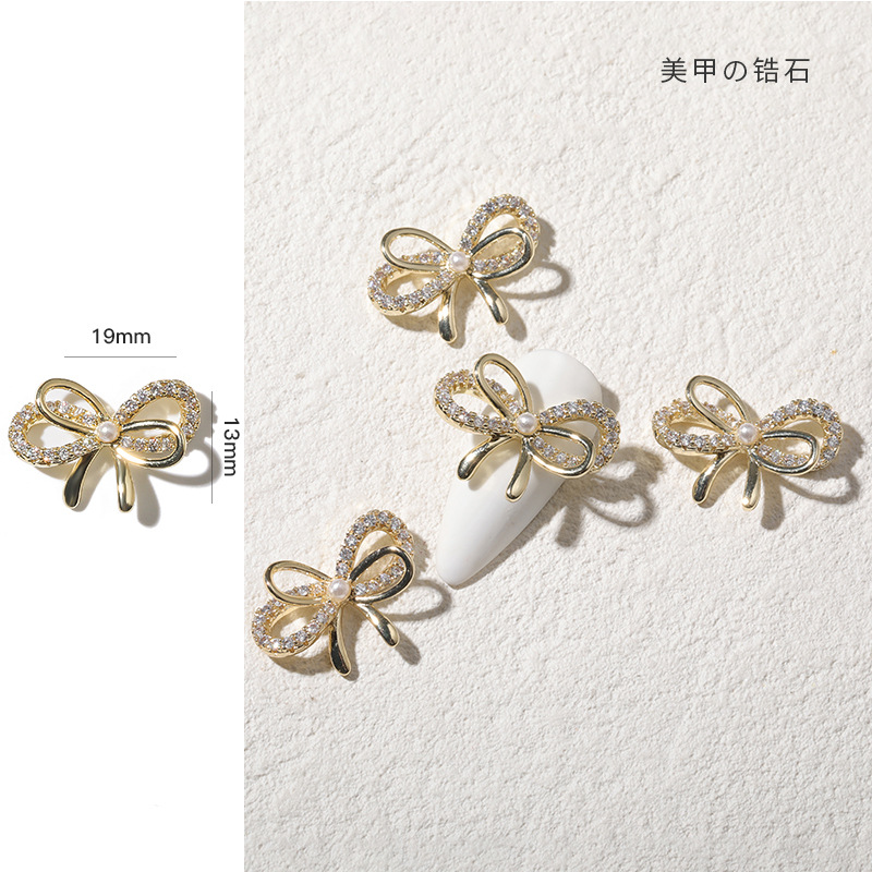 Nail Art Bow Jewelry Wholesale Metal Zircon Nail Beauty Rhinestone Pearl Butterfly Chain Nail Ornament Accessories Nail Art Bow Jewelry Wholesale Metal Zircon Nail Beauty Rhinestone Pearl Butterfly Chain Nail Ornament Accessories