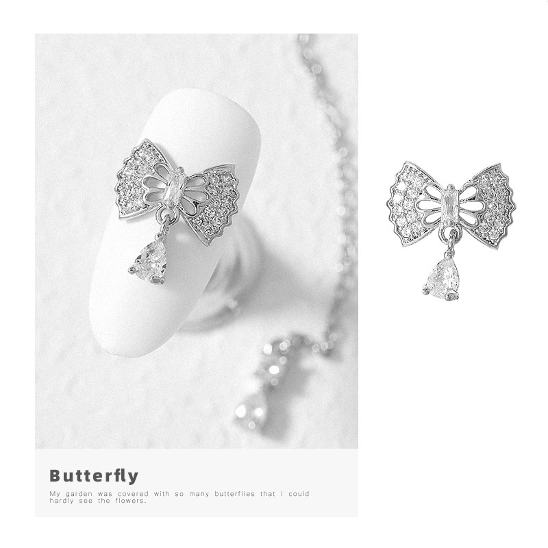 Nail Art Bow Jewelry Wholesale Metal Zircon Nail Beauty Rhinestone Pearl Butterfly Chain Nail Ornament Accessories Nail Art Bow Jewelry Wholesale Metal Zircon Nail Beauty Rhinestone Pearl Butterfly Chain Nail Ornament Accessories
