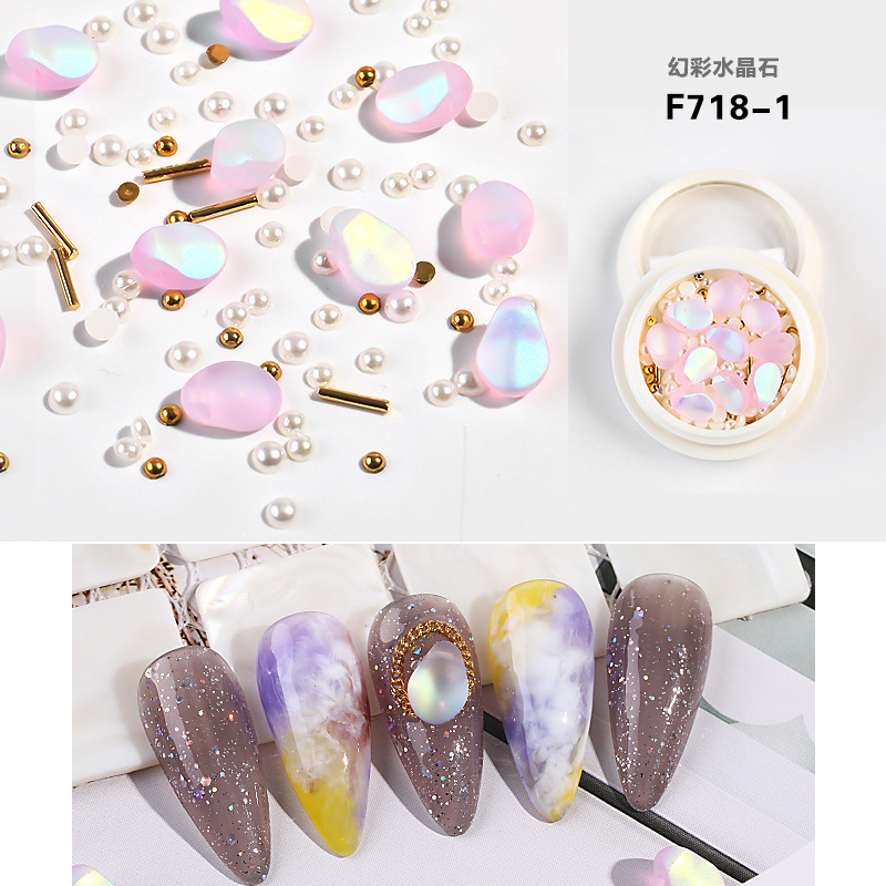 Nail Ornament Mixed Crystal Stone Pearl Steel Ball Rivet Internet Celebrity Ins Style Mixed Manicure Shell Stone Jewelry