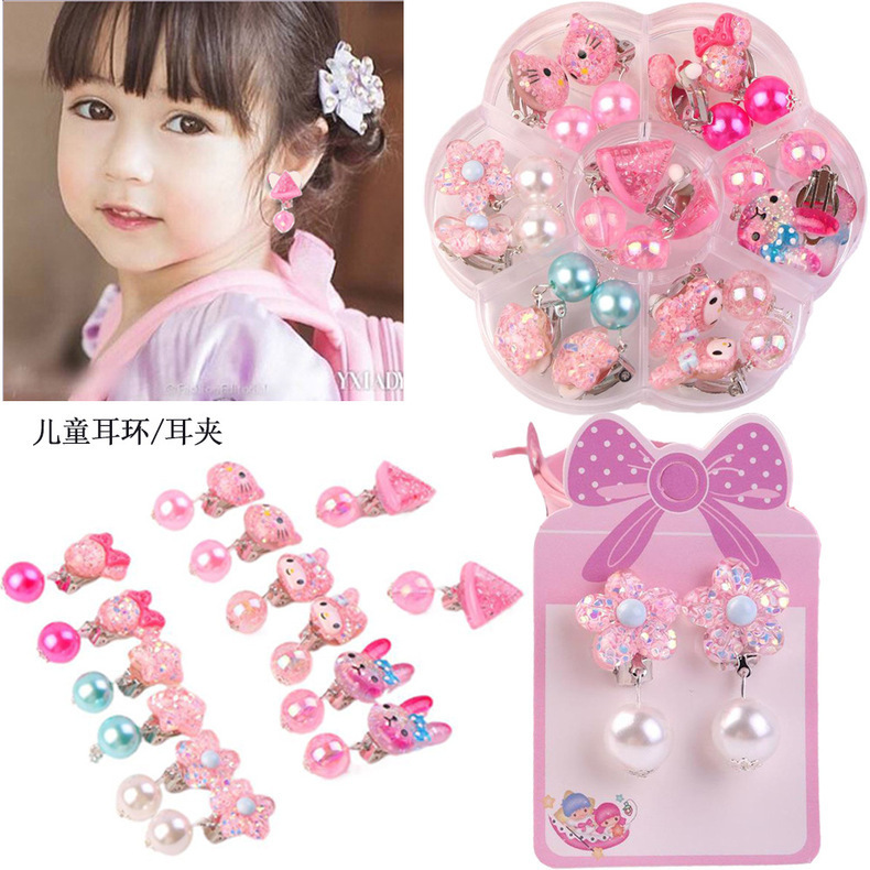 Ear Clip No Pierced Female Children 7 Pairs Jelly Color Cute Pearl Student Jewelry DIY Tassel Ear Clip Long Ear Clip No Pierced Female Children 7 Pairs Jelly Color Cute Pearl Student Jewelry DIY Tassel Ear Clip Long
