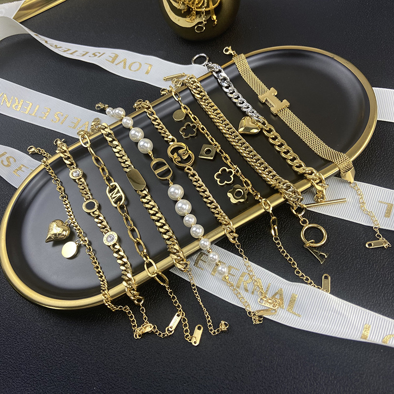 Titanium Steel Bracelet for Women 2022 New Hand Jewelry Natural Pearl Double-Layer Bracelet Ins Style Trendy Fashion Bracelet