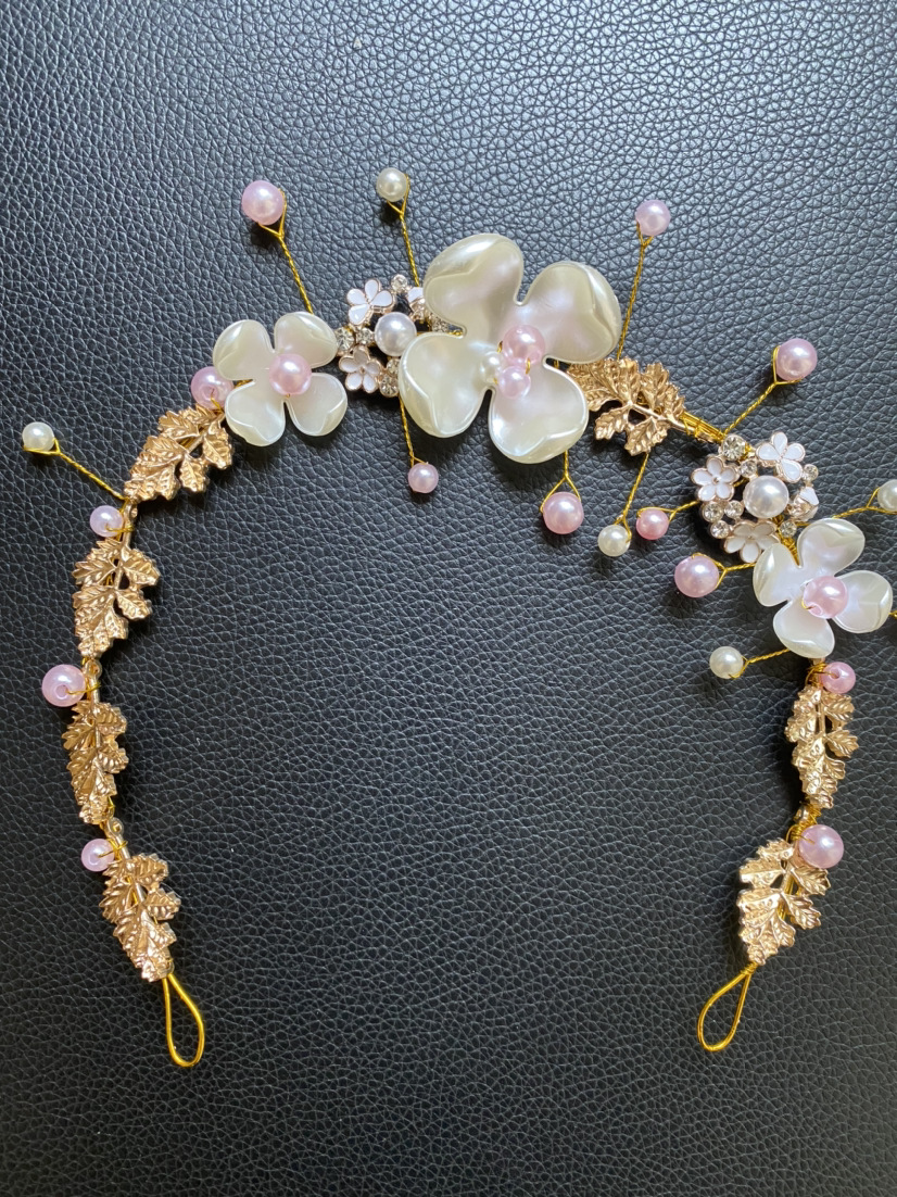 Wedding Headdress Wholesale Bridal Hair Accessories Pearl Ceramic Golden Headband European and American Children&#039;s Headband Girls Jewelry Wholesale