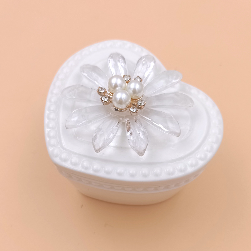 Crystal Pearl Decorative White Ceramic Jewelry Box Gift Box Wedding Candy Box Wedding Candies Box Cosmetic Box