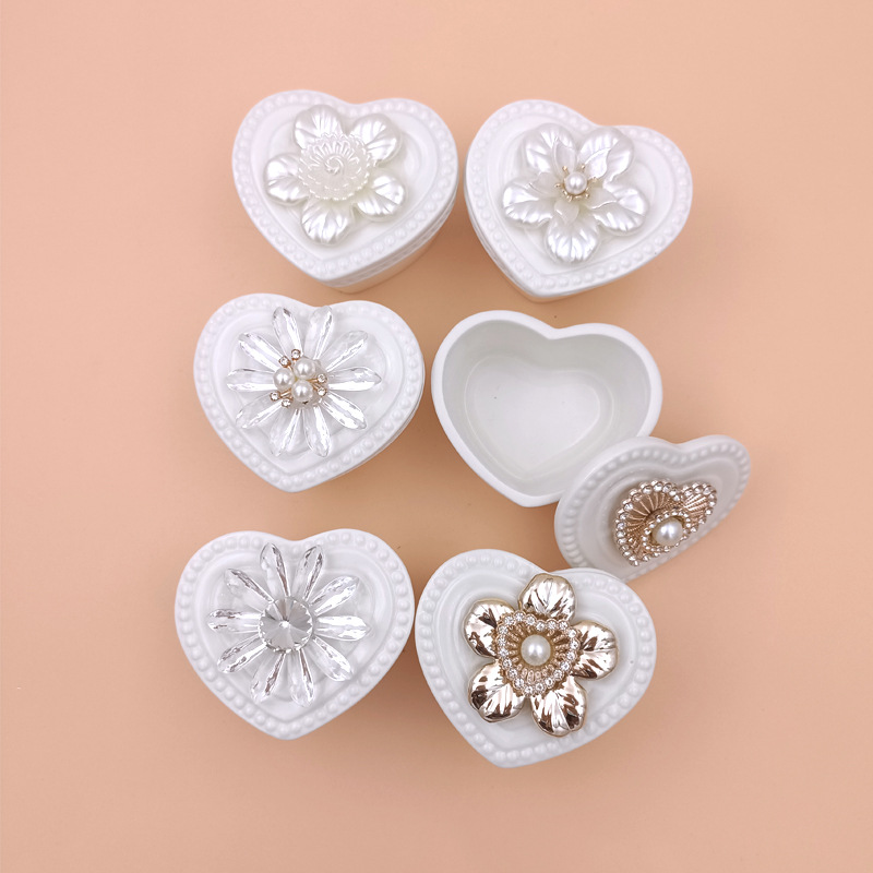 Crystal Pearl Decorative White Ceramic Jewelry Box Gift Box Wedding Candy Box Wedding Candies Box Cosmetic Box
