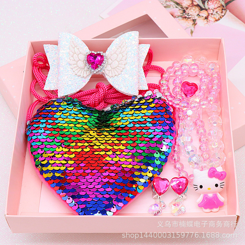 Children's Fishtail Necklace Bracelet Cross-Border Sold Jewelry Set Pearl Necklace Cartoon Fishtail Bag Gift Box Wholesale Children's Fishtail Necklace Bracelet Cross-Border Sold Jewelry Set Pearl Necklace Cartoon Fishtail Bag Gift Box Wholesale