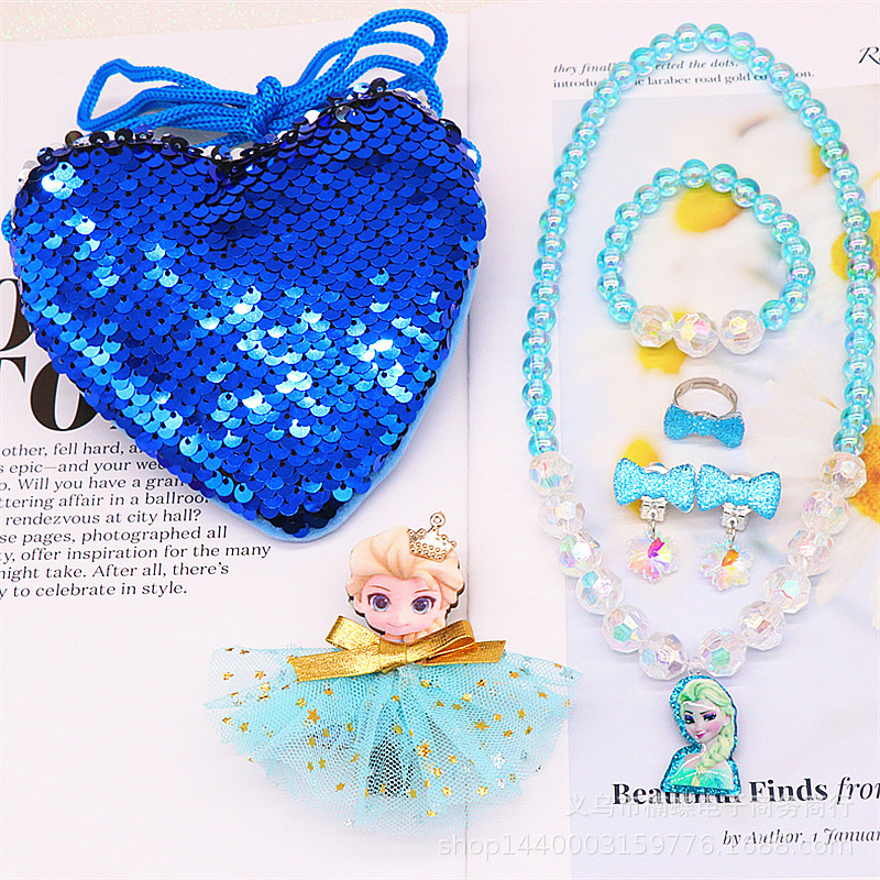 Children's Fishtail Necklace Bracelet Cross-Border Sold Jewelry Set Pearl Necklace Cartoon Fishtail Bag Gift Box Wholesale Children's Fishtail Necklace Bracelet Cross-Border Sold Jewelry Set Pearl Necklace Cartoon Fishtail Bag Gift Box Wholesale