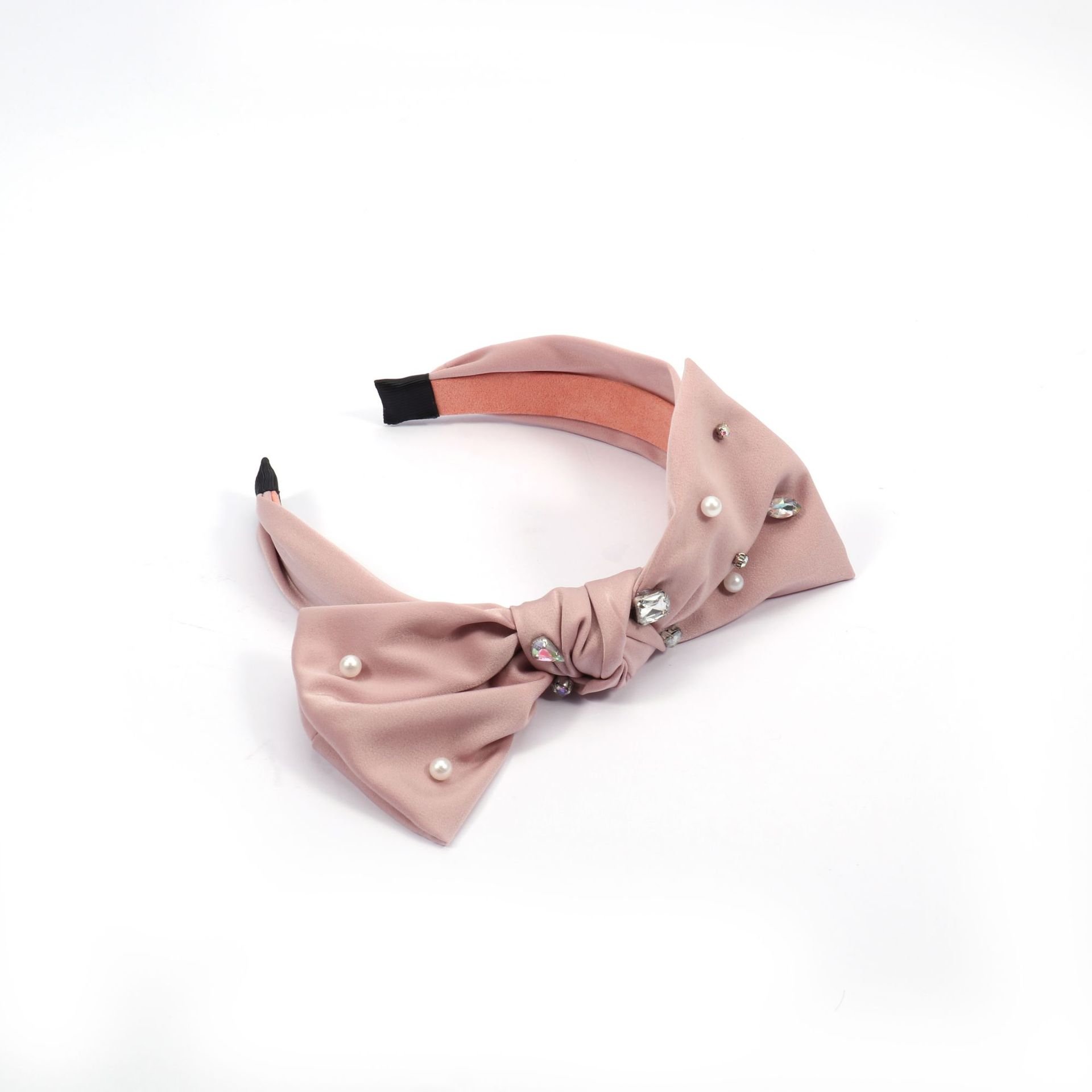 New Fabric Craft Broadside Knotted Hair Hoop Rabbit Ear Bow Hair Accessories Elegant Internet Influencer Pearl Hair Band Headband