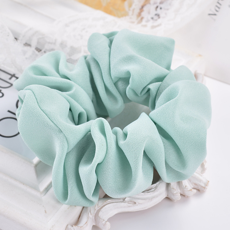 South Korea Imported Korean Jewelry Hair Accessories Candy Color Solid Color Fabric Craft Chiffon Hair Ring Headdress Flower Headwear Hair Rope