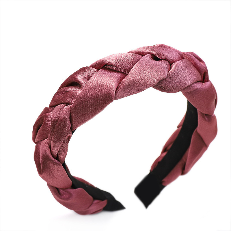 European and American New Satin Dough-Twist Style Plaits Headband Fashion Solid Color Fabric Craft Cross-Border Headband Hair Accessories Factory Direct Sales
