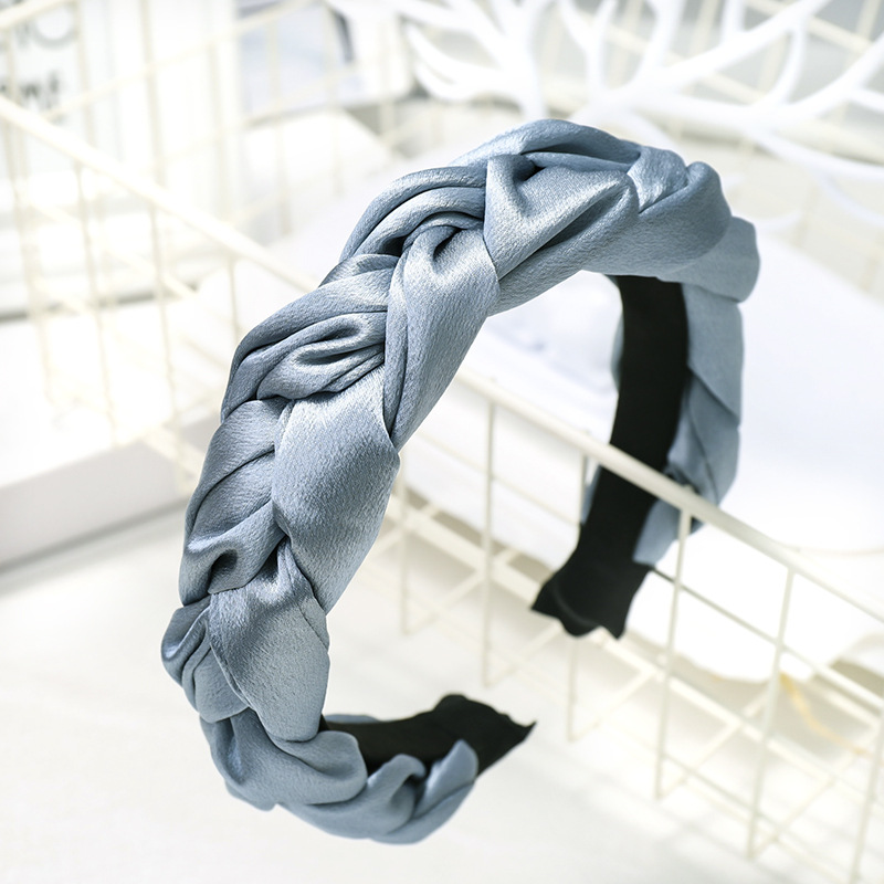 European and American New Satin Dough-Twist Style Plaits Headband Fashion Solid Color Fabric Craft Cross-Border Headband Hair Accessories Factory Direct Sales