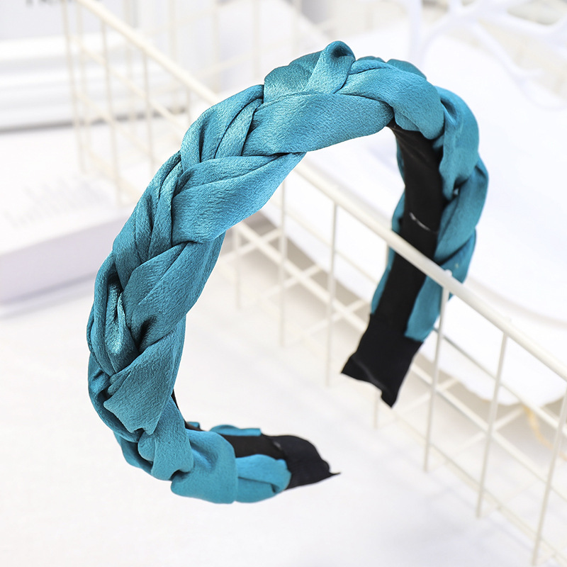 European and American New Satin Dough-Twist Style Plaits Headband Fashion Solid Color Fabric Craft Cross-Border Headband Hair Accessories Factory Direct Sales