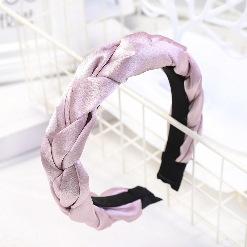 European and American New Satin Dough-Twist Style Plaits Headband Fashion Solid Color Fabric Craft Cross-Border Headband Hair Accessories Factory Direct Sales