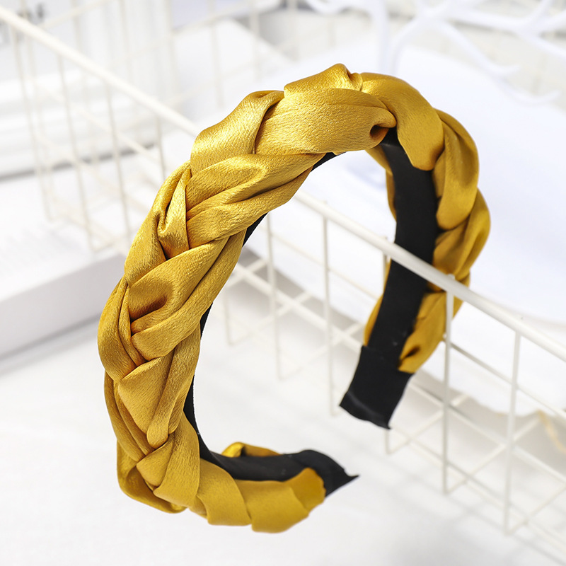 European and American New Satin Dough-Twist Style Plaits Headband Fashion Solid Color Fabric Craft Cross-Border Headband Hair Accessories Factory Direct Sales