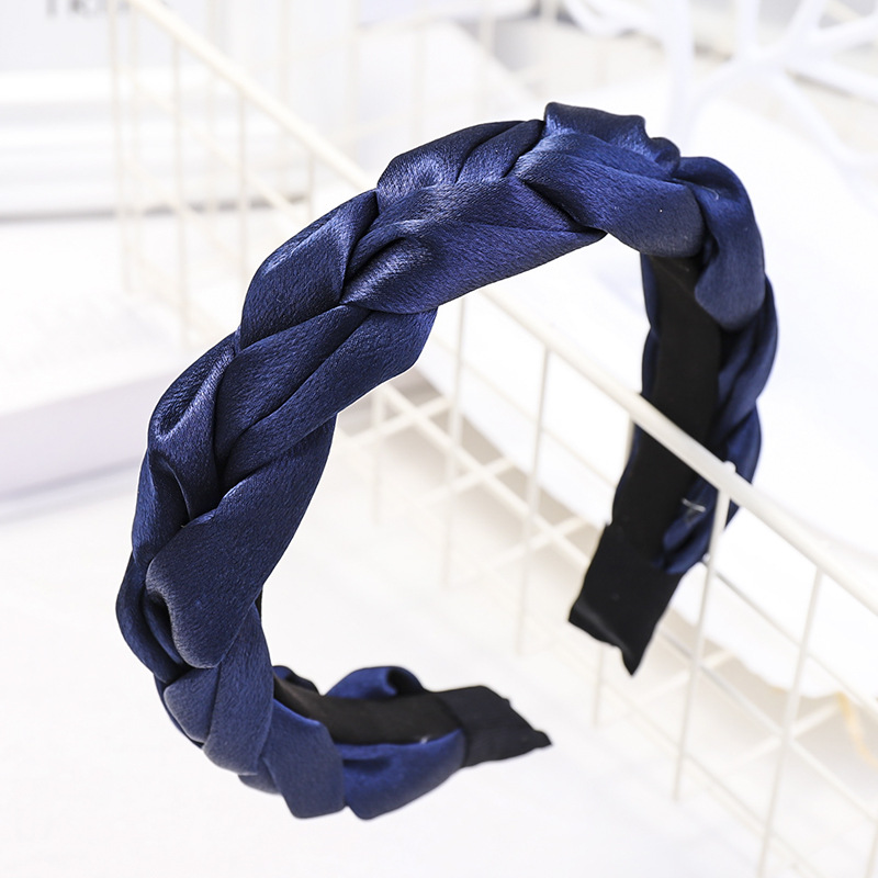 European and American New Satin Dough-Twist Style Plaits Headband Fashion Solid Color Fabric Craft Cross-Border Headband Hair Accessories Factory Direct Sales