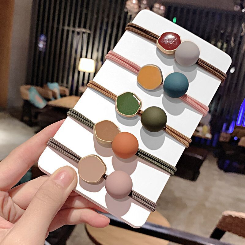 Korean Dongdaemun Hair Accessory round Beads Rubber Band Morandi Hair Band Online Influencer Head String Small Jewelry Girl Hair Ties/Hair Bands