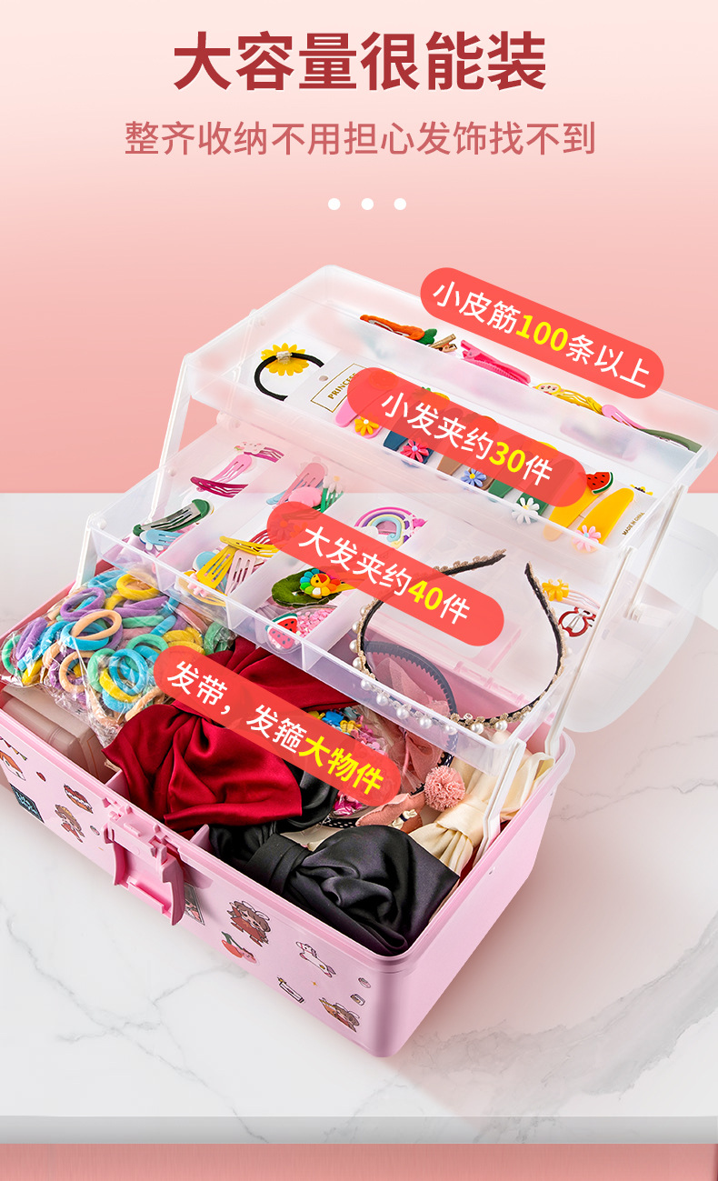 Xingyou Baby Hair Accessory Organizer Girl Children Hairpin Jewelry Headband Hair Clip Headdress Rubber Band Box Cute