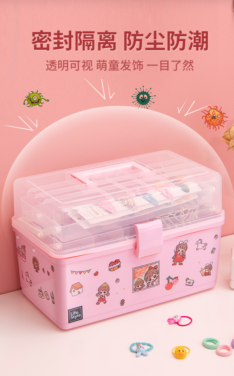Xingyou Baby Hair Accessory Organizer Girl Children Hairpin Jewelry Headband Hair Clip Headdress Rubber Band Box Cute