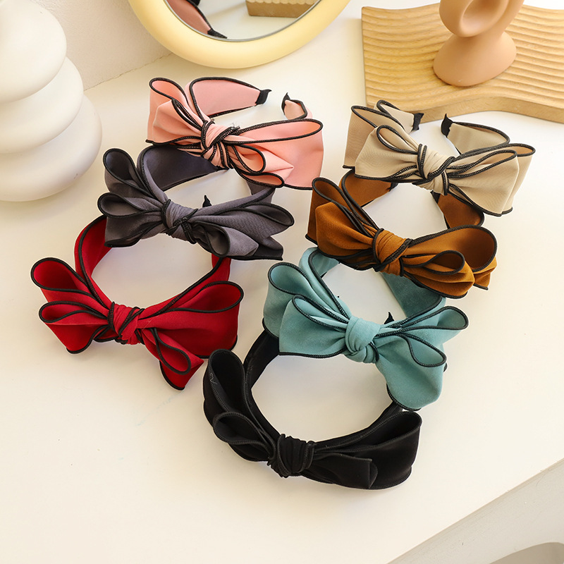 Headband Korean Fashion Sweet Bow Headband Hair Accessories Factory Wholesale Dongdaemun Solid Color Fabric Craft Hair Tie F315