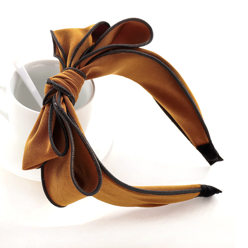 Headband Korean Fashion Sweet Bow Headband Hair Accessories Factory Wholesale Dongdaemun Solid Color Fabric Craft Hair Tie F315