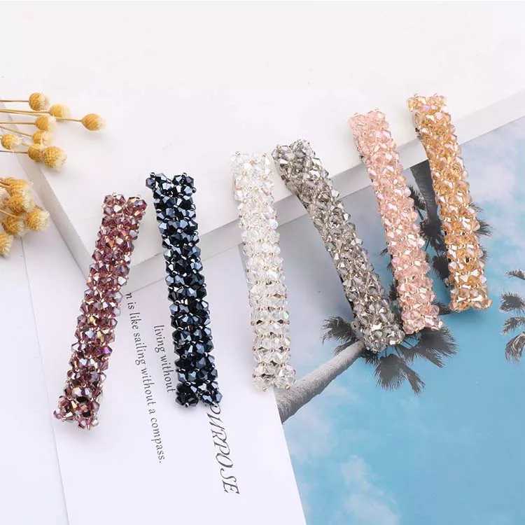 Korean Jewelry Rhinestone Headdress Barrettes Four Rows Crystal Fishing Line Woven Side Clip Exquisite Word Spring Clip Hair Accessory Women Korean Jewelry Rhinestone Headdress Barrettes Four Rows Crystal Fishing Line Woven Side Clip Exquisite Word Spring Clip Hair Accessory Women
