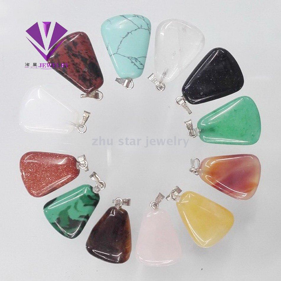 Trapezoid Shape Semi-Precious Natural Stone Beads Pendant Charm For Necklace Making Jewelry Accessory Trapezoid Shape Semi-Precious Natural Stone Beads Pendant Charm For Necklace Making Jewelry Accessory