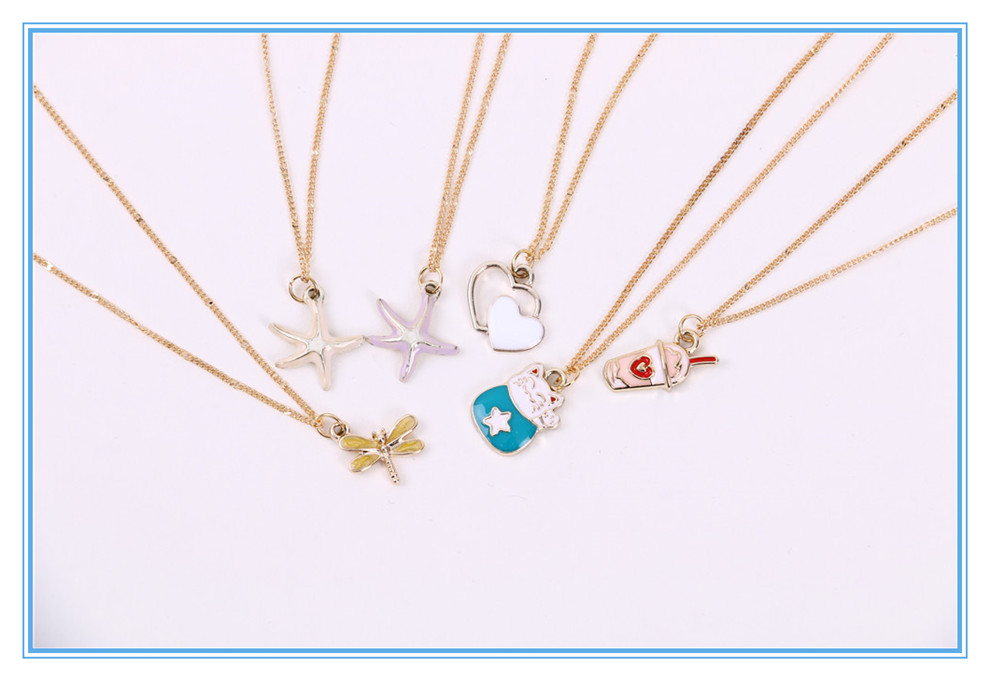 Cross-Border Sold Jewelry Fashion Alloy Acrylic Drop Oil Pendant Necklace Sweet Accessory Cross-Border Sold Jewelry Fashion Alloy Acrylic Drop Oil Pendant Necklace Sweet Accessory