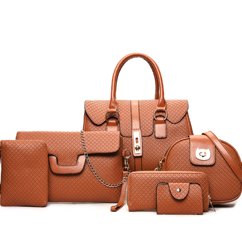 2021 New Women&#039;s Bag European and American Fashion Shoulder Crossbody Handbags Mother and Child Bag Set 6-Piece Set