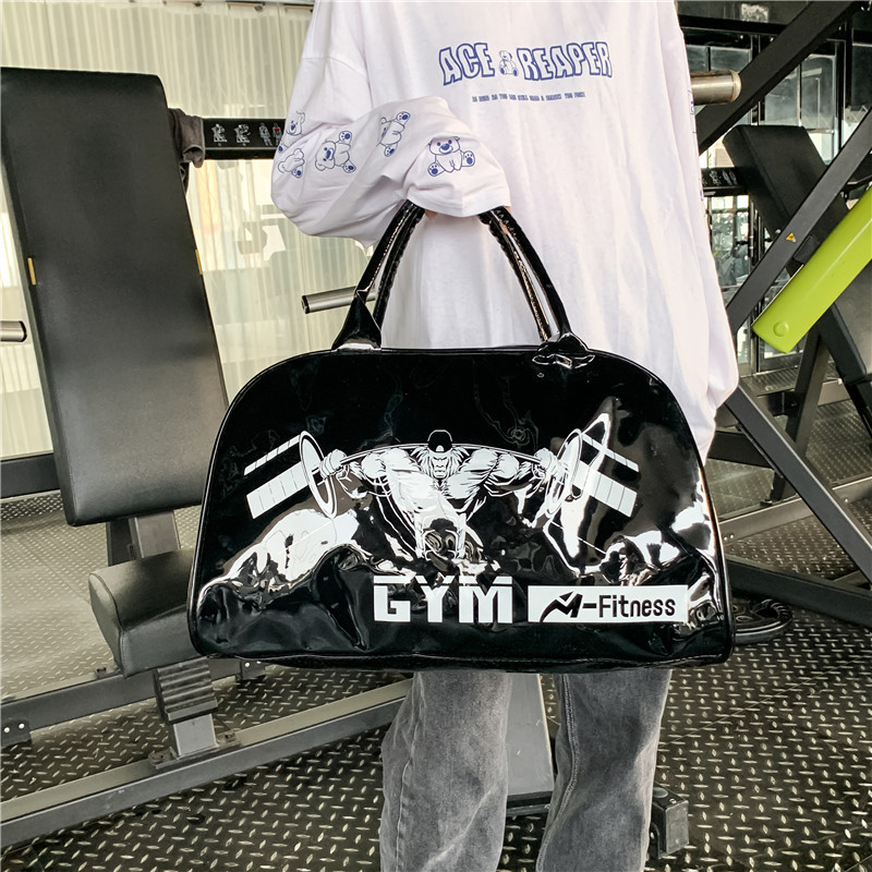 Customizable Gym Bag Fashion PVC Patent Leather Mirror Waterproof Men&#039;s and Women&#039;s Handbags Gymnastic Valise Factory Direct Sales