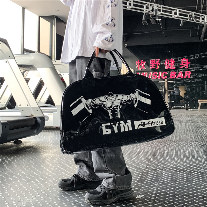 Customizable Gym Bag Fashion PVC Patent Leather Mirror Waterproof Men&#039;s and Women&#039;s Handbags Gymnastic Valise Factory Direct Sales