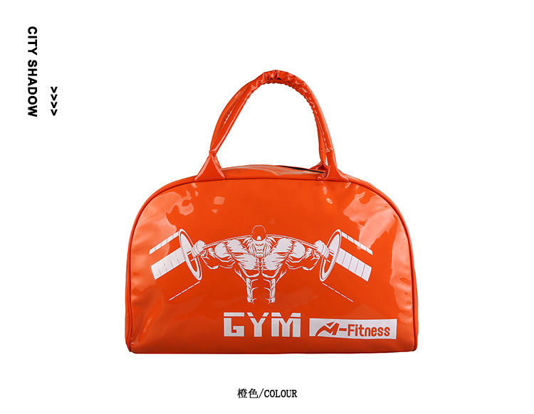 Customizable Gym Bag Fashion PVC Patent Leather Mirror Waterproof Men's and Women's Handbags Gymnastic Valise Factory Direct Sales