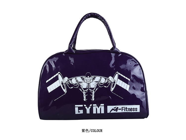 Customizable Gym Bag Fashion PVC Patent Leather Mirror Waterproof Men's and Women's Handbags Gymnastic Valise Factory Direct Sales