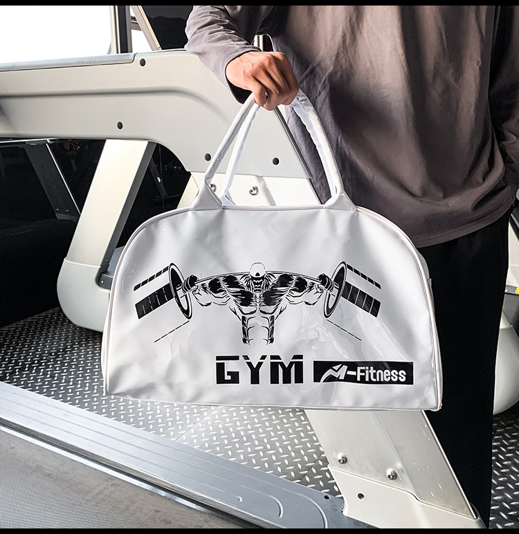 Customizable Gym Bag Fashion PVC Patent Leather Mirror Waterproof Men's and Women's Handbags Gymnastic Valise Factory Direct Sales