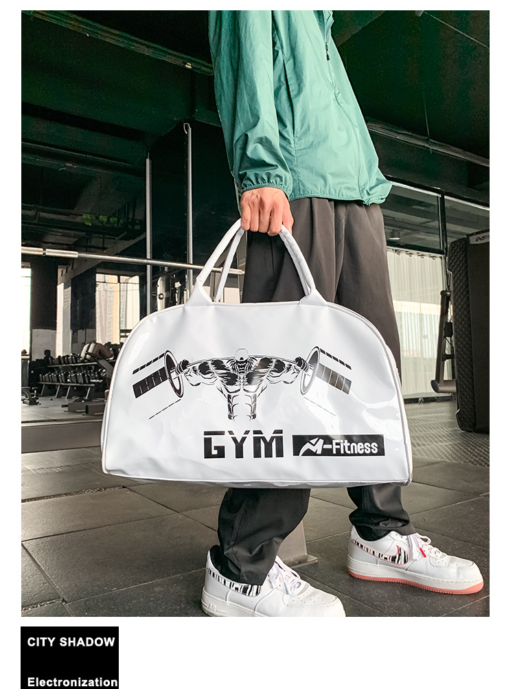 Customizable Gym Bag Fashion PVC Patent Leather Mirror Waterproof Men's and Women's Handbags Gymnastic Valise Factory Direct Sales
