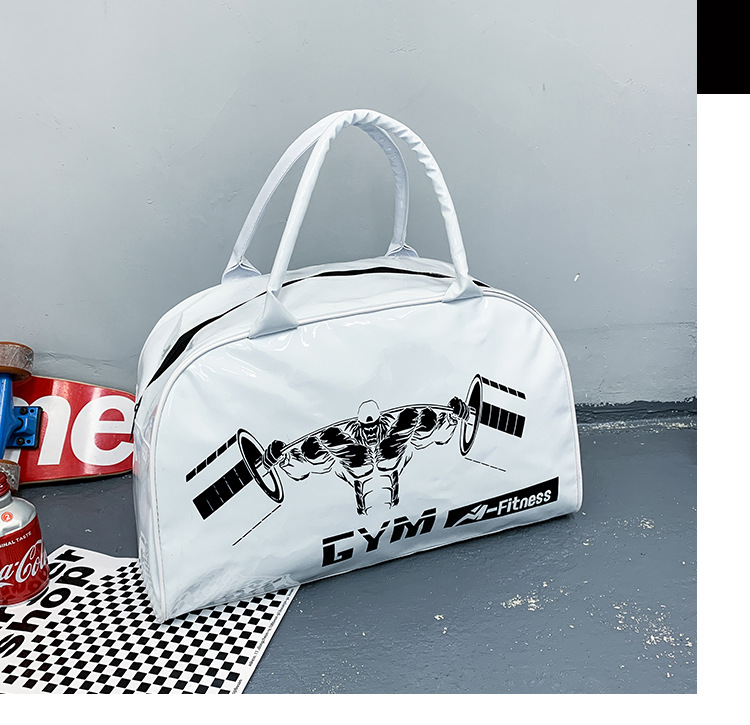 Customizable Gym Bag Fashion PVC Patent Leather Mirror Waterproof Men's and Women's Handbags Gymnastic Valise Factory Direct Sales