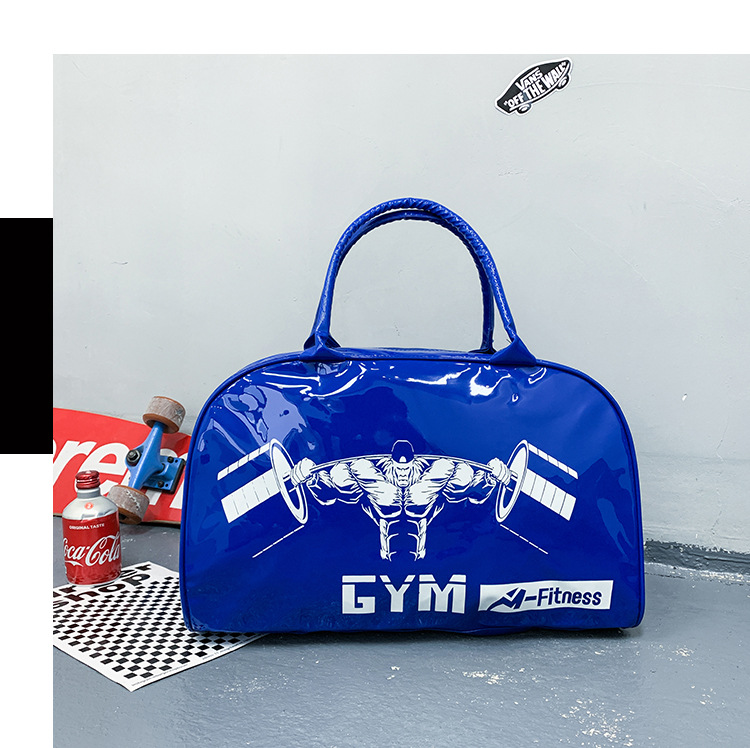 Customizable Gym Bag Fashion PVC Patent Leather Mirror Waterproof Men's and Women's Handbags Gymnastic Valise Factory Direct Sales