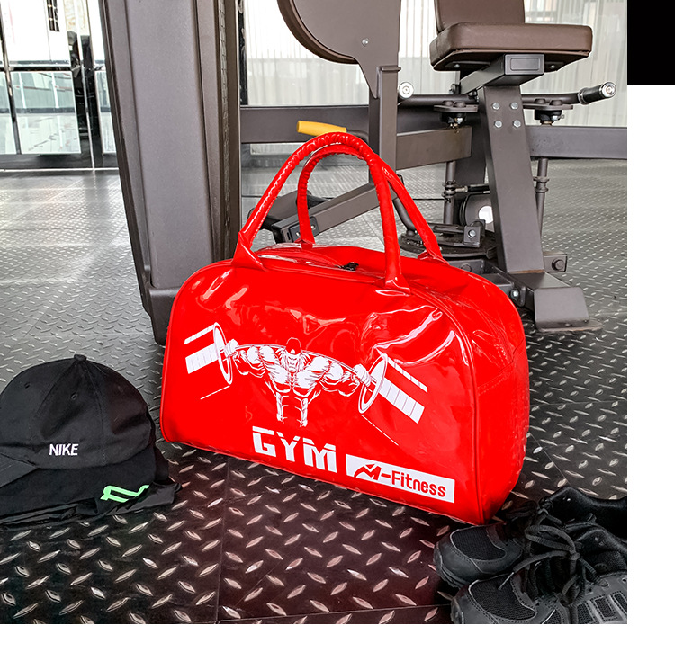 Customizable Gym Bag Fashion PVC Patent Leather Mirror Waterproof Men's and Women's Handbags Gymnastic Valise Factory Direct Sales