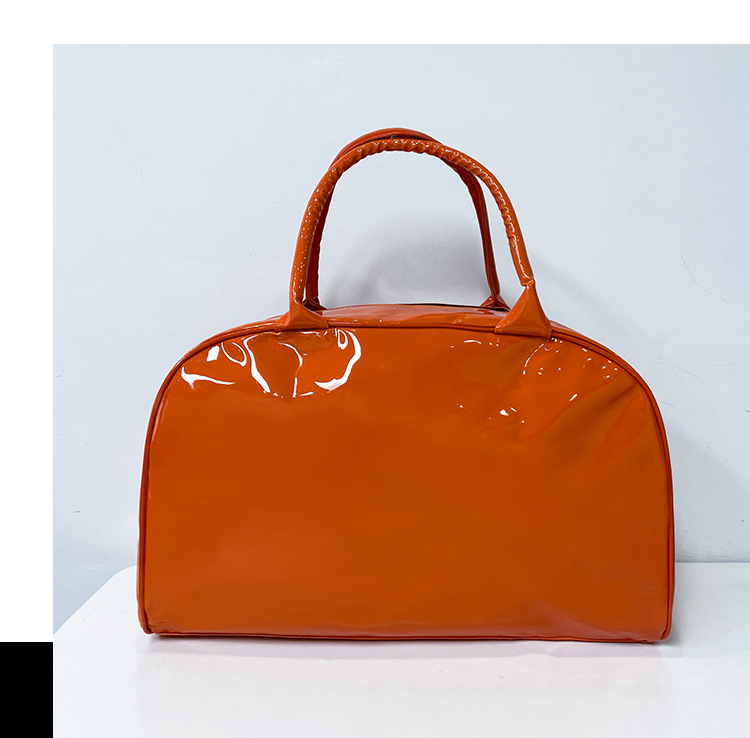 Customizable Gym Bag Fashion PVC Patent Leather Mirror Waterproof Men's and Women's Handbags Gymnastic Valise Factory Direct Sales