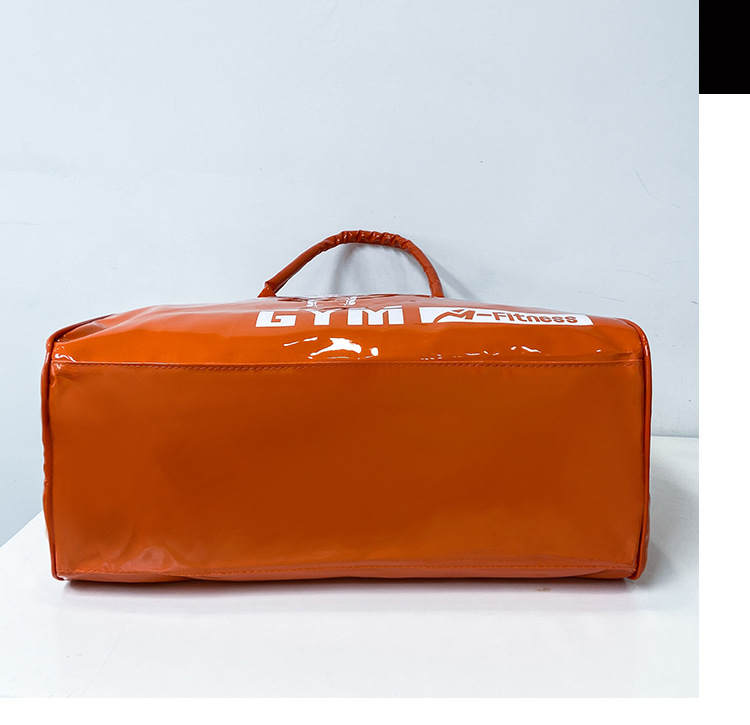 Customizable Gym Bag Fashion PVC Patent Leather Mirror Waterproof Men's and Women's Handbags Gymnastic Valise Factory Direct Sales