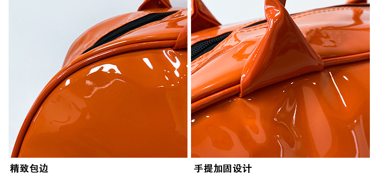 Customizable Gym Bag Fashion PVC Patent Leather Mirror Waterproof Men's and Women's Handbags Gymnastic Valise Factory Direct Sales