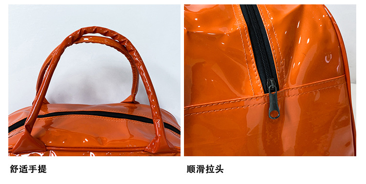 Customizable Gym Bag Fashion PVC Patent Leather Mirror Waterproof Men's and Women's Handbags Gymnastic Valise Factory Direct Sales