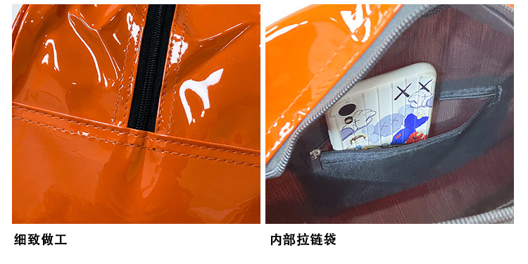 Customizable Gym Bag Fashion PVC Patent Leather Mirror Waterproof Men's and Women's Handbags Gymnastic Valise Factory Direct Sales