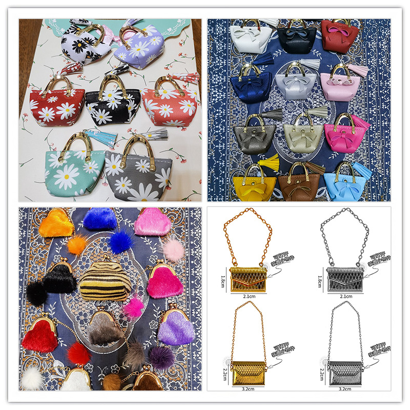 Jewelry Bag Handbags Women&#039;s Doll 6 Points Doll Leather Can Be Opened Accessories Dress up Toy Storage Fashion