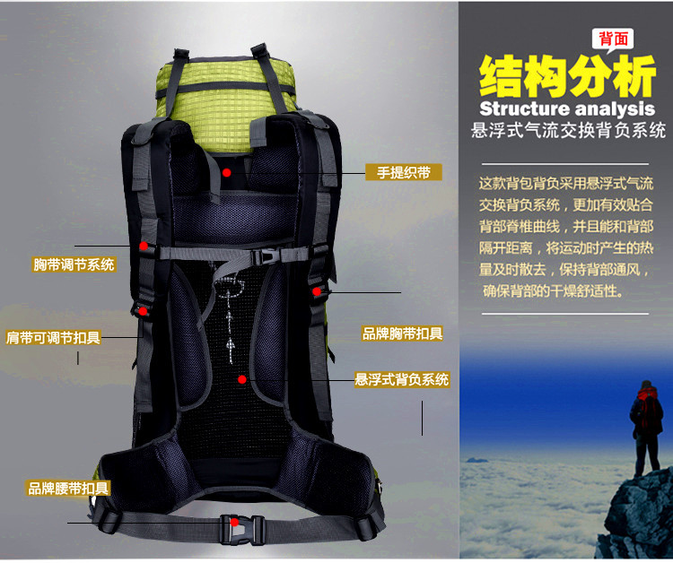 [Factory Direct Sales] Waterproof Large Capacity Outdoor Hiking Travel Mountaineering Bag Sports Backpack Travel Bag