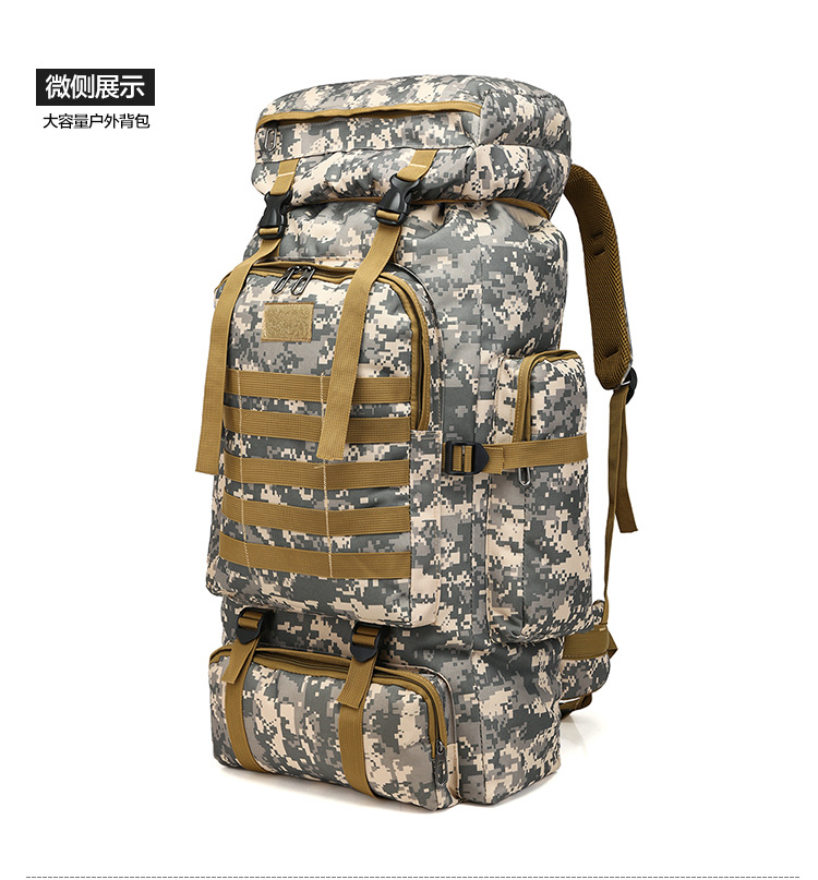 Exclusive for Cross-Border Large-Capacity Backpack Camouflage Outdoor Backpack Travel Mountaineering Bag Camping Tactics Shiralee 70L