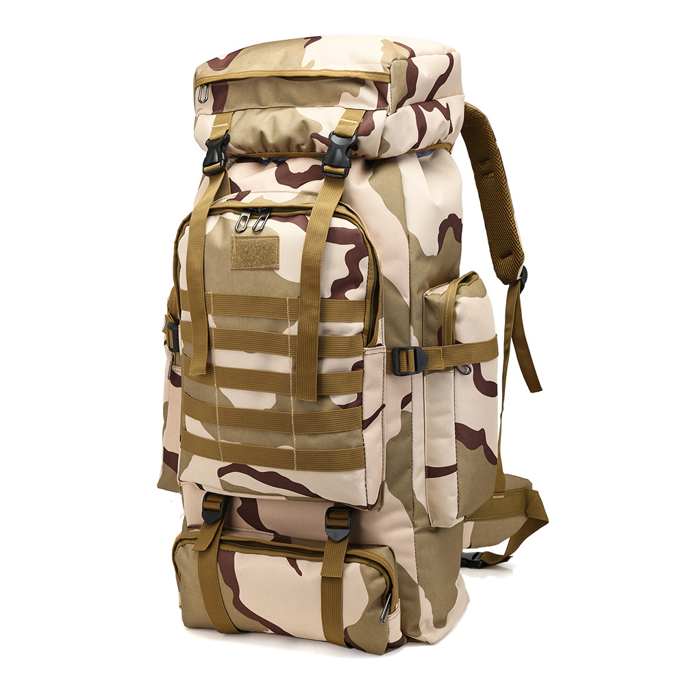 Exclusive for Cross-Border Large-Capacity Backpack Camouflage Outdoor Backpack Travel Mountaineering Bag Camping Tactics Shiralee 70L
