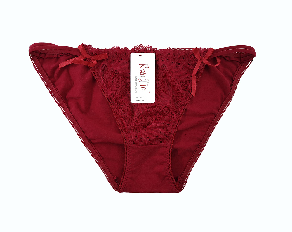 Lace sexy lingerie g-string bow ladies triangle underwear spot bra set
