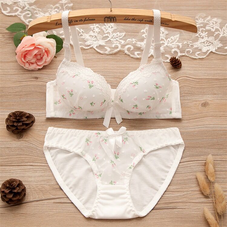 Lace girl bra set without underwire adjust gather sexy girl student underwear wholesale Lace girl bra set without underwire adjust gather sexy girl student underwear wholesale