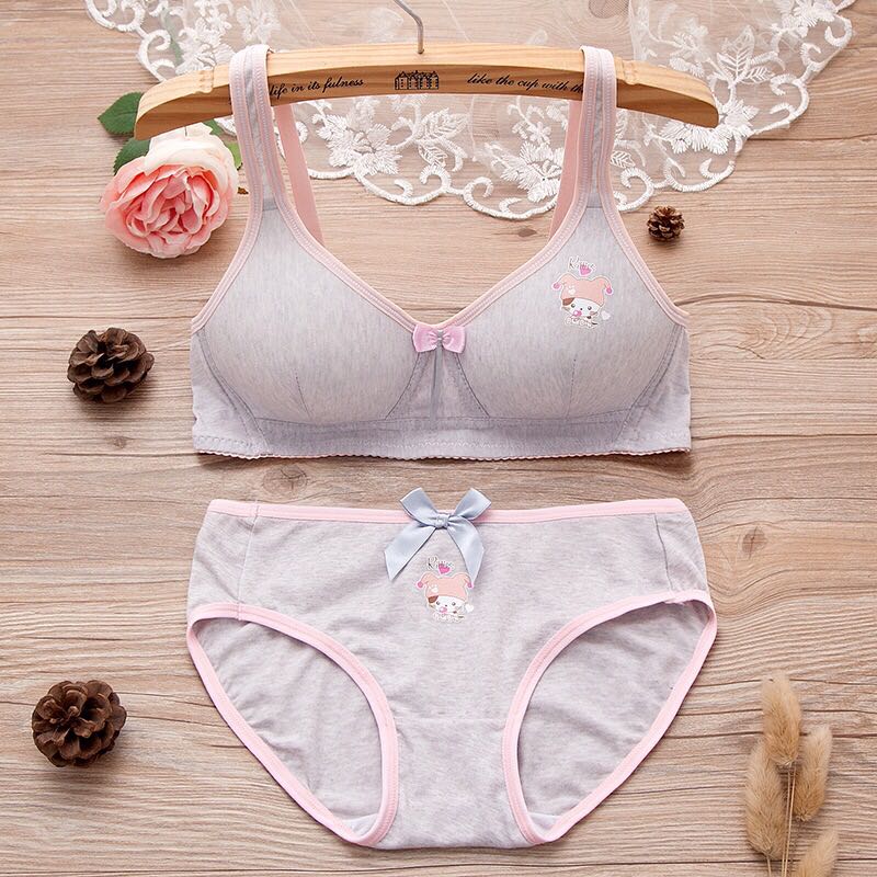 Sexy thin model cup girls bra without underwire cute pure cotton high school students underwear small bra set Sexy thin model cup girls bra without underwire cute pure cotton high school students underwear small bra set